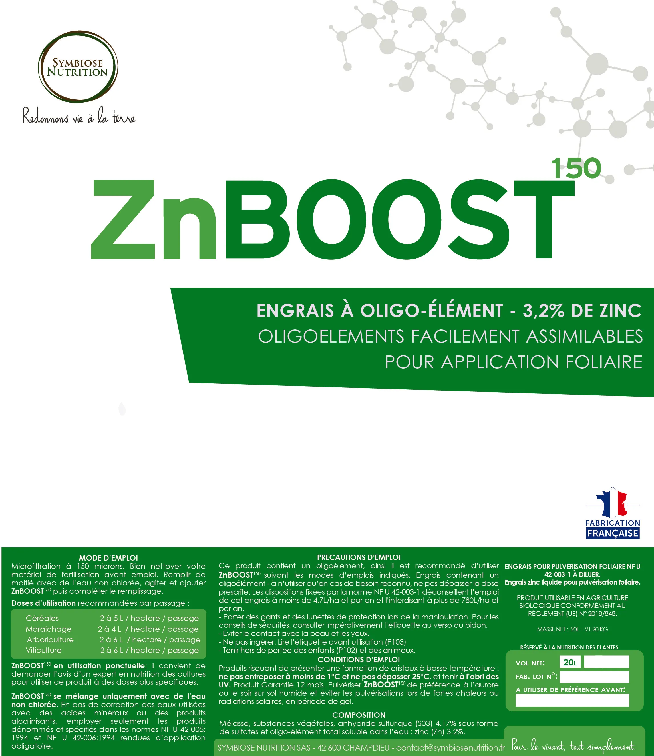 Étiquette de ZnBoost
