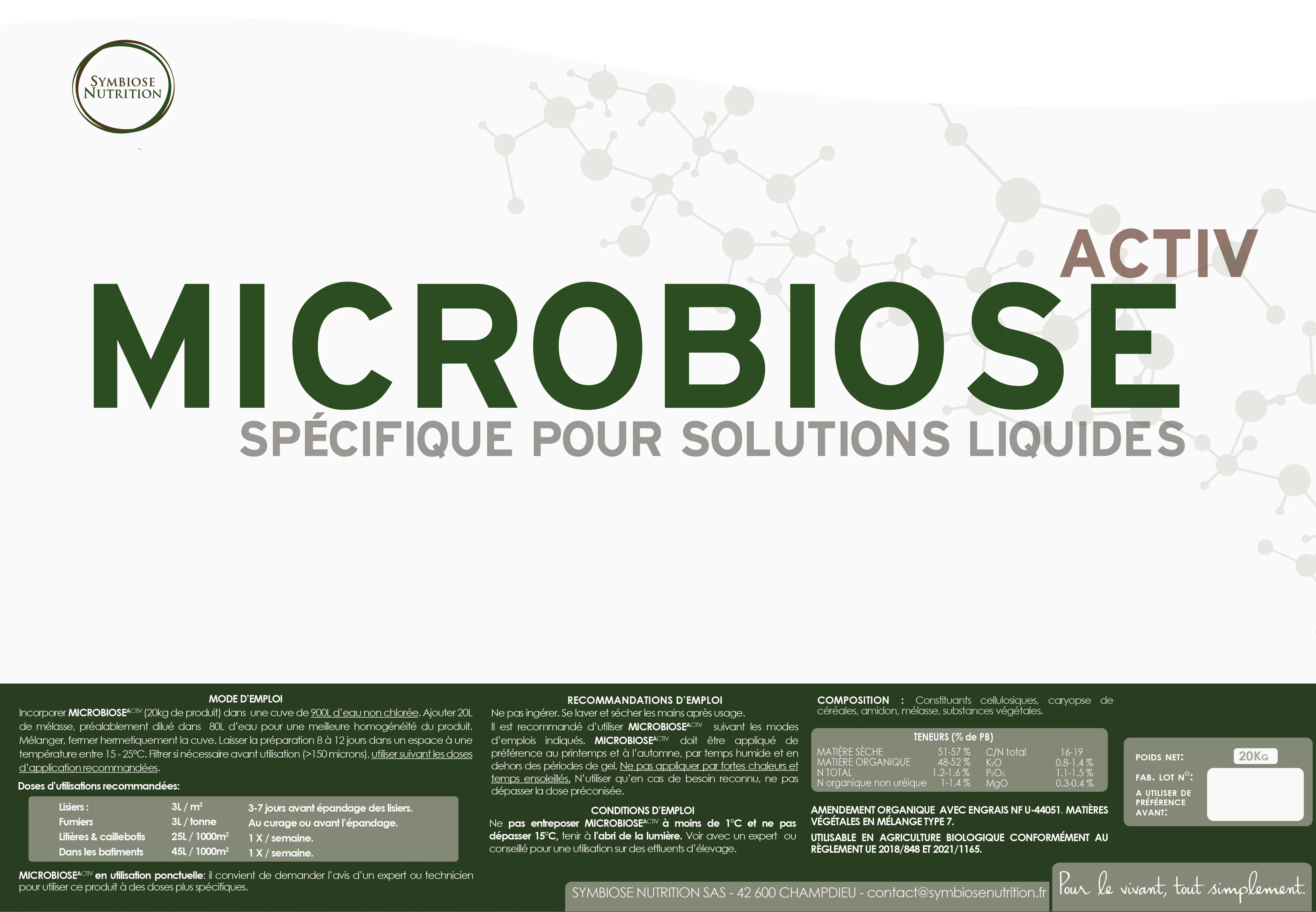 Étiquette de Microbiose Activ